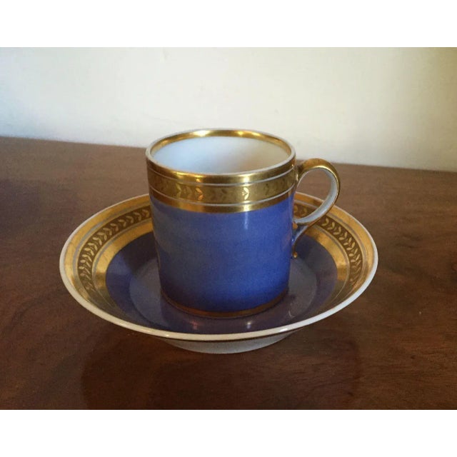 1800 - 1810 French Empire Porcelain Monogrammed "S" Coffee Can/Tea Cup & Saucer - 2 Pieces For Sale - Image 10 of 11