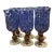 Mackenzie-Childs Wine Goblets Glasses with Footed Hand-Painted Blue Check Swirls - Set of 6 For Sale