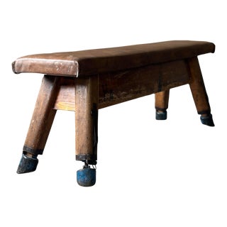 1920’s French Leather Pommel Horse Gym Bench For Sale