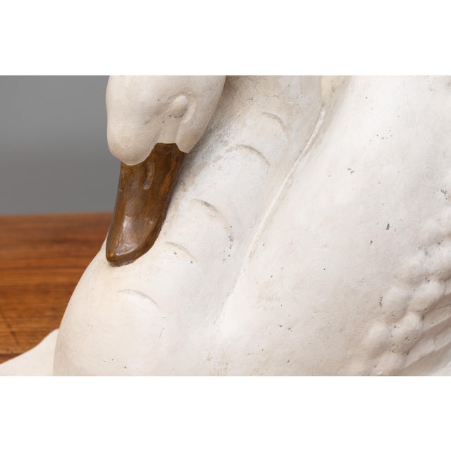 Art Deco Swan Sculpture in Paint & Plaster, 1950s For Sale - Image 6 of 10