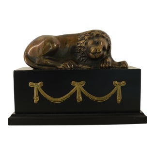 Vintage Sleeping Lion Sculpture For Sale