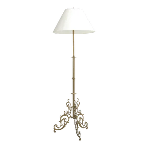 Vintage French Rococo Style Gilt Floor Lamp With Adjustable Height