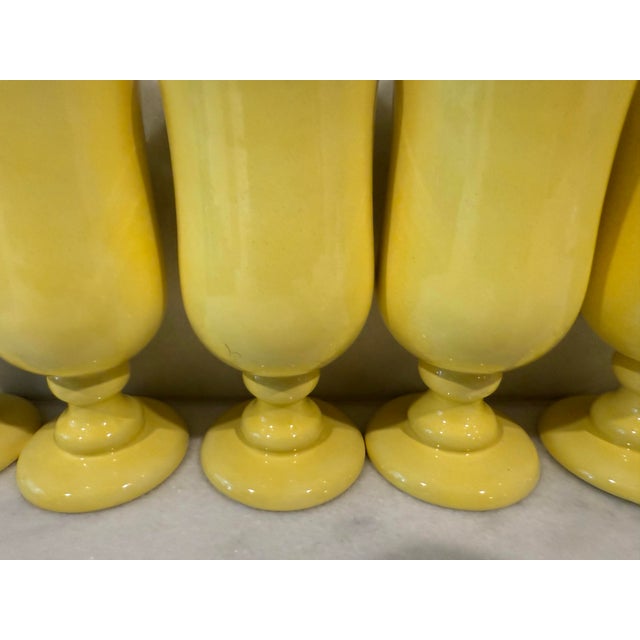 Ceramic Set of 6 Vintage Yellow Pedestal Glasses For Sale - Image 7 of 12