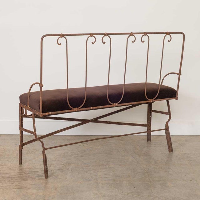 Metal 1940s French Wrought Iron Hall Bench For Sale - Image 7 of 13