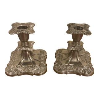 English Silverplate Small Candlesticks For Sale