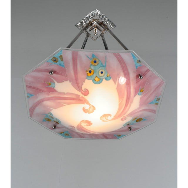 1930s French Art Deco Pendant Light by Loys Lucha 1930 France For Sale - Image 5 of 14