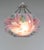 1930s Loys Lucha French Art Deco Pendant Light 1930s - Octagonal Pink Enameled Floral Bowl For Sale - Image 5 of 14
