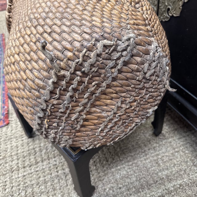 Antique Chinese Woven Bent Handled Fishing Basket For Sale - Image 9 of 9