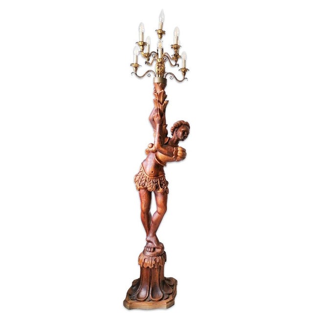 Large Florentine Italian Torchere with Nubian Carved Wood For Sale - Image 18 of 18