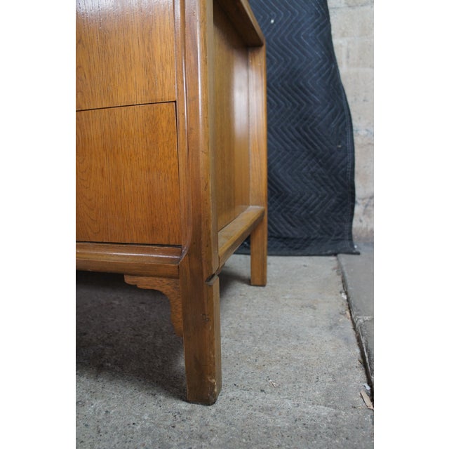 Mid Century Chinoiserie Walnut Burl Triple Dresser & Mirror Credenza Buffet MCM For Sale - Image 11 of 13