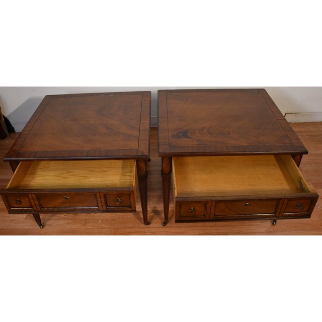 1930s Pair of Brandt English Regency Mahogany Side Tables / End Tables For Sale - Image 6 of 16