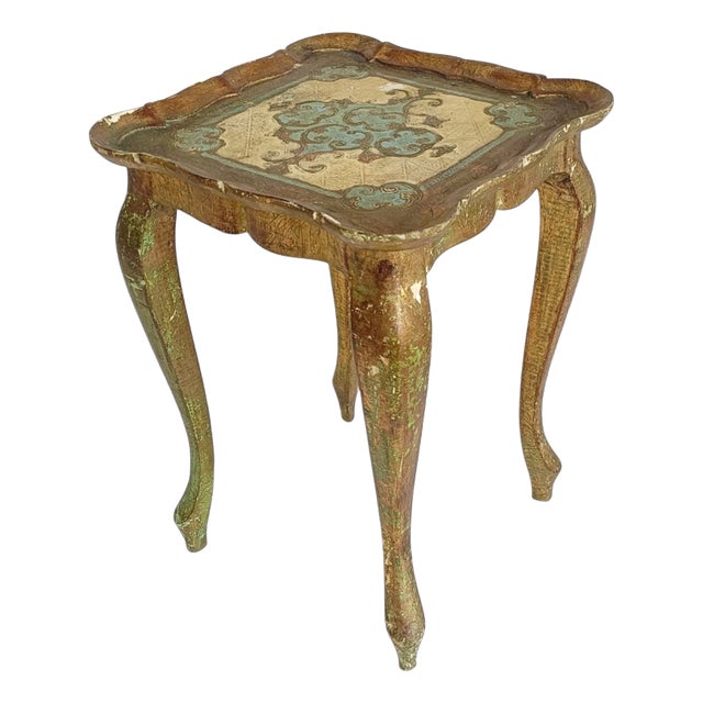 18th Century Florentine Rococo Revival Italian Gilt Accent Side Table, 1950s For Sale