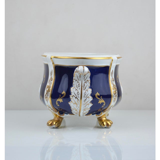 Ceramic Cobalt Blue and Gilt Porcelain Jardinière, Portugal, 1950s For Sale - Image 7 of 14