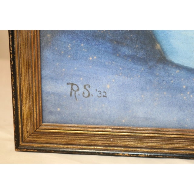 1930s 1932 Original Botanical Flower Realism Watercolor Painting on Paper Art For Sale - Image 5 of 9