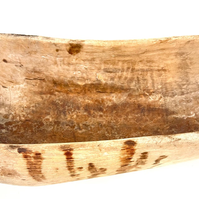 Antique Hand Carved Dugout Wood Trough Bowl For Sale - Image 13 of 18