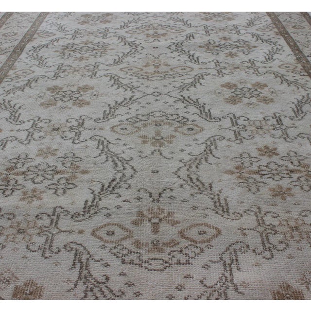 1950s Vintage Turkish Oushak Carpet With Ivory Ground by Keivan Woven Arts For Sale - Image 5 of 9