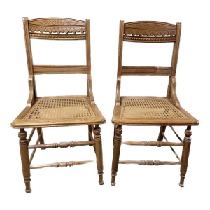 Pair of 19th Century Victorian Era Eastlake Cane Seat Chairs