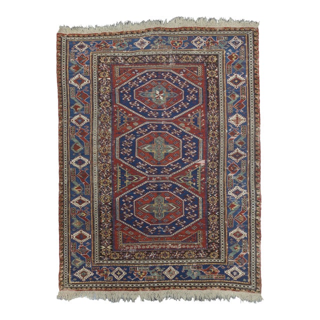 Fine Antique Caucasian Sumak Rug 6’10” X 9’5” For Sale