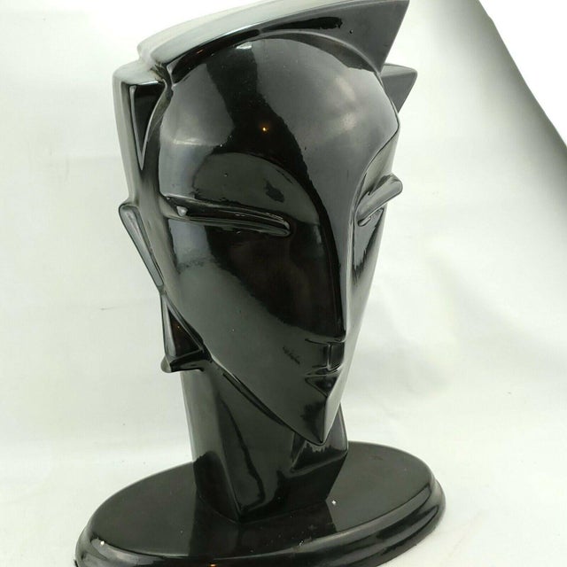 Lindsey B Style 1980s Black Ceramic Mannequin Head Sculpture Chairish