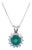 Natural Emerald Diamond Pendant with Chain 14k White Gold 2 TCW Certified For Sale