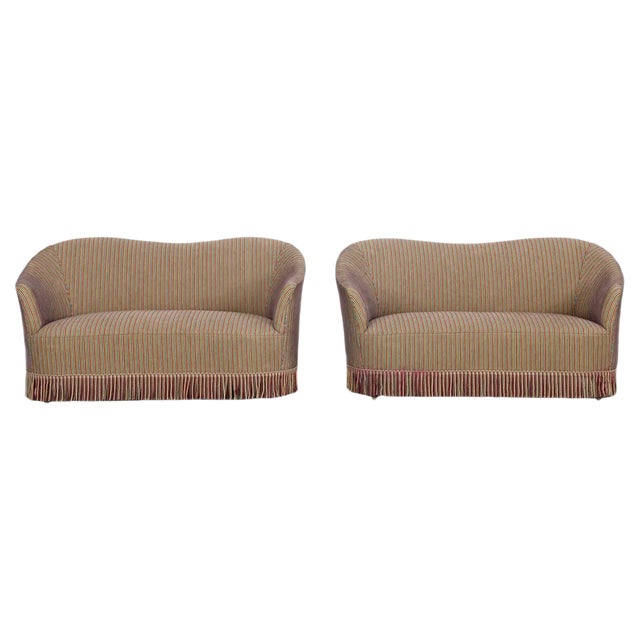 Set of Fede Cheti Fabric Sofas, Italy, 1940s For Sale