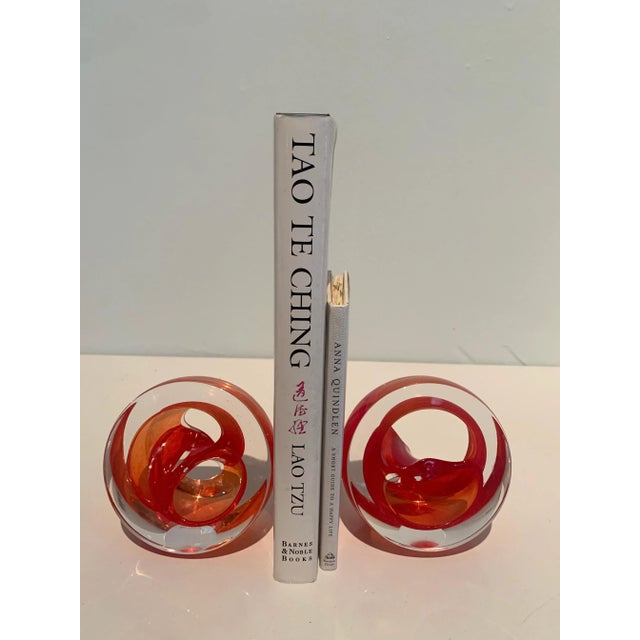 English Teign Valley Red Art Glass Sculptures or Bookends - A Pair For Sale - Image 11 of 12