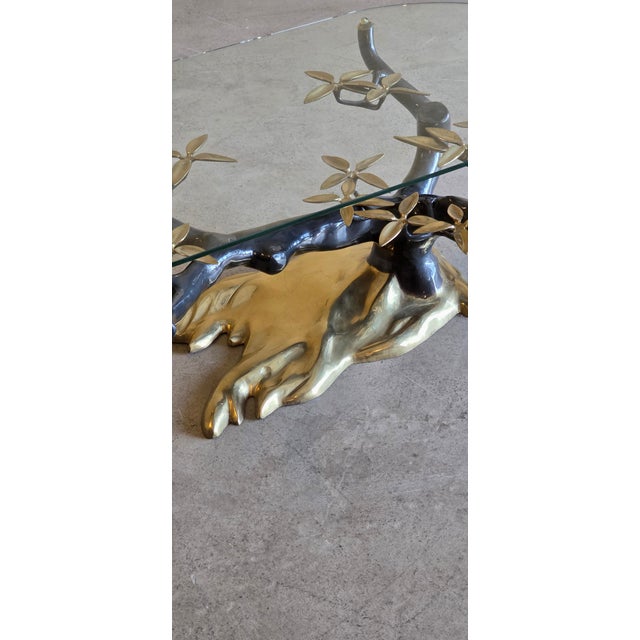 Vintage Brass and Glass Bonsai Tree Coffee Table by Willy Daro, 1980s For Sale - Image 12 of 14