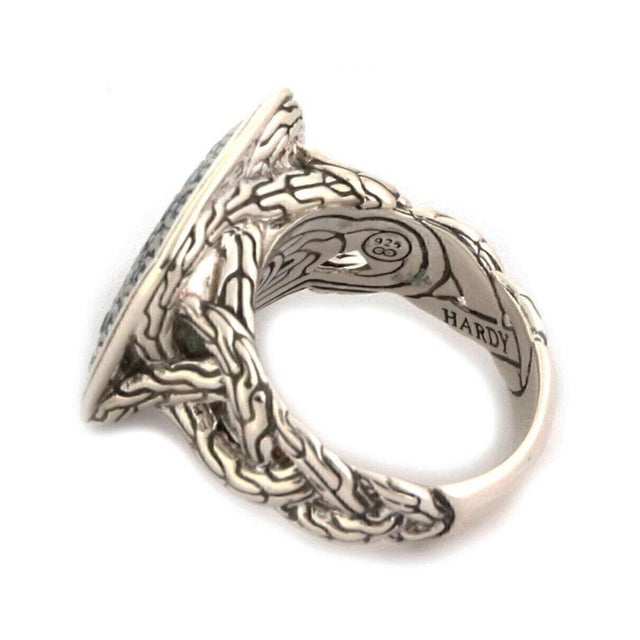Mid 20th Century Mid 20th Century John Hardy Classic Chain Blue Topaz Sterling Silver Ring - Size 7 For Sale - Image 5 of 7