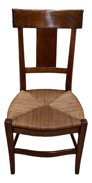 Early 19th Century Directoire Side Chair in Cherrywood and Straw