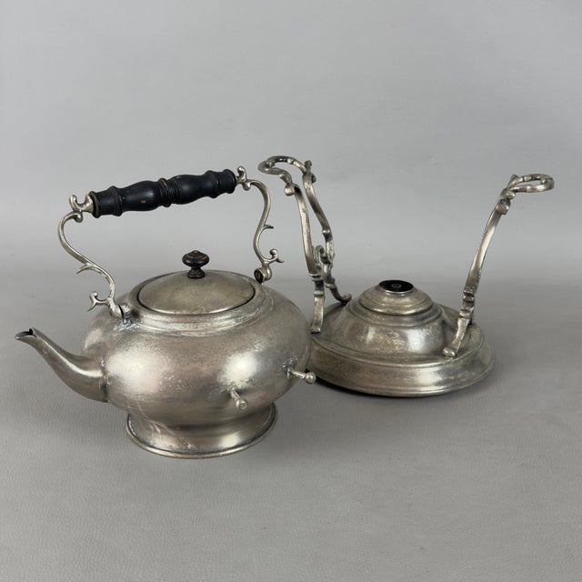 Vintage Tilting Teapot Samovar Food Warmer in Silver Metal For Sale - Image 6 of 11