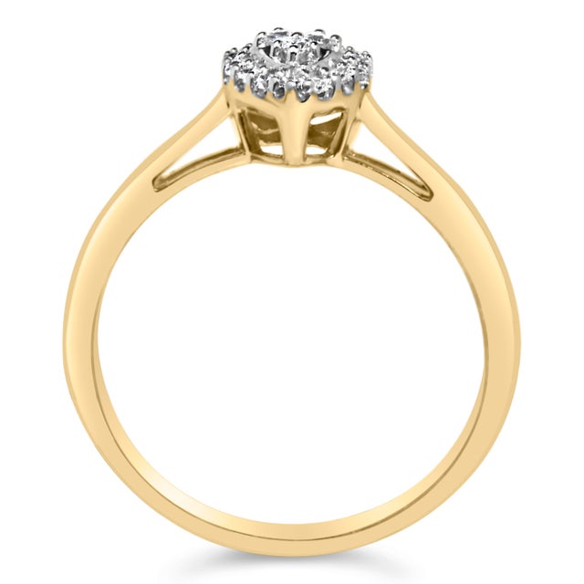 Early 21st Century 14K Yellow Gold Plated .925 Sterling Silver 1/10 Cttw Round-Cut Diamond Heart Engagement Ring (I-J Color, I3 Clarity) - Size 5 For Sale - Image 5 of 7