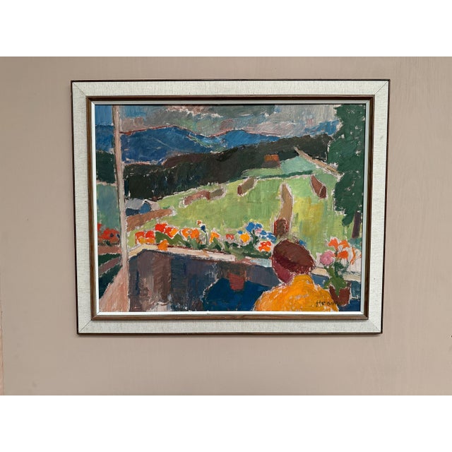 John Hedman, Balcony View, 1960s, Oil on Panel, Framed For Sale - Image 9 of 18