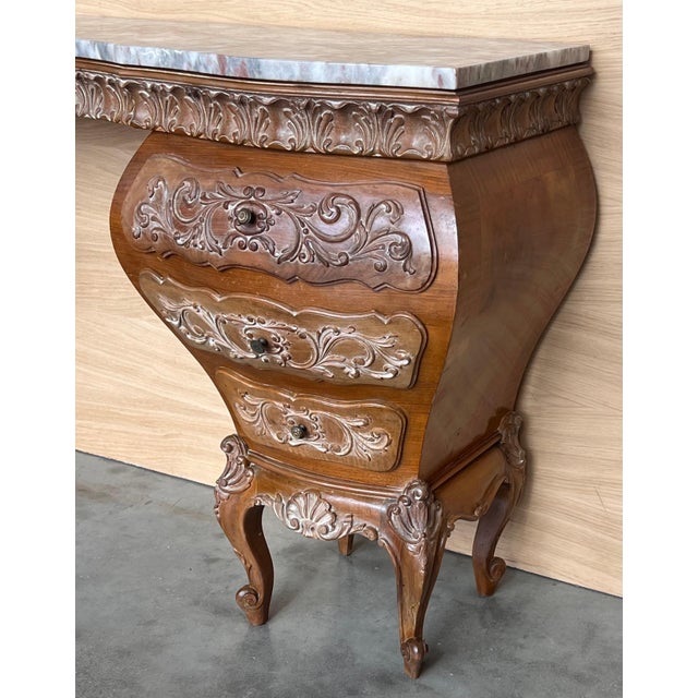 Baroque Mid 20th Century Vanity Baroque Spanish, Dressing Table, Hand Carved Walnut & Burl For Sale - Image 3 of 18