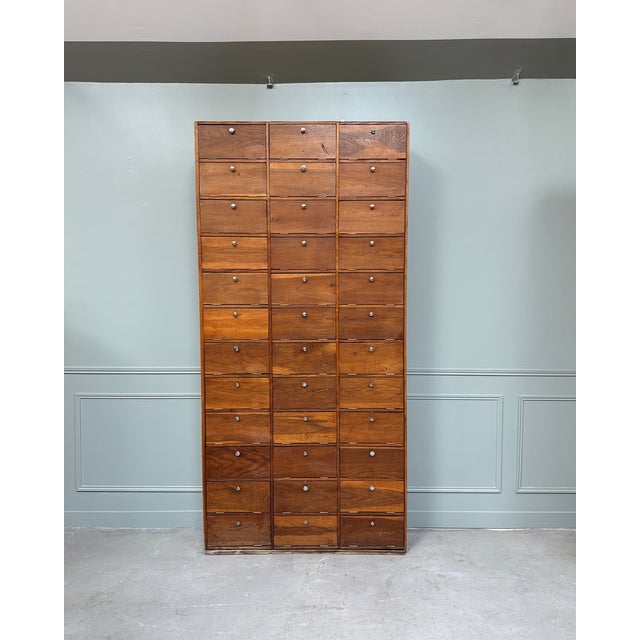 Large Oak Notarys Cabinet with Drop-Leaf Doors, 1950s For Sale - Image 10 of 10