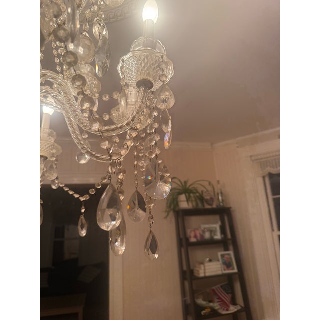 Traditional Vintage French Empire Style Crystal Chandelier With Glass Arms For Sale - Image 3 of 4