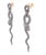 Silver Silver Snake Long Earrings Green Stone Eyes, A Pair For Sale - Image 8 of 9