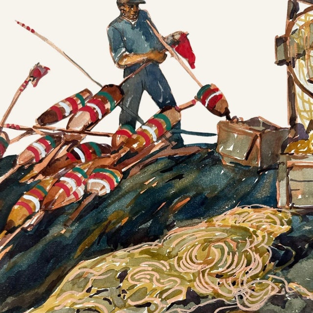 William C. Grauer (1895-1985) Maine Lobster Fisherman, watercolor on paper. William Grauer, born in Philadelphia, was a...