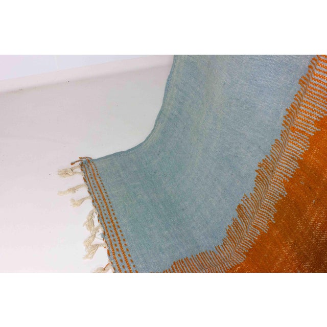 Vintage Folk Art Wool Berber Rug with Abstract Shapes in Blue and Orange, 1970s For Sale - Image 3 of 9