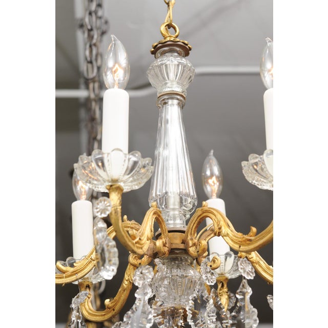 Petite Gilt Bronze & Crystal Louis XV Style Chandelier, 1930s France For Sale In Atlanta - Image 6 of 13