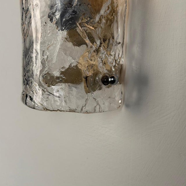 Murano Ice-Textured Glass Wall Sconces from Mazzega, Italy, 1970s, Set of 2 For Sale - Image 17 of 18