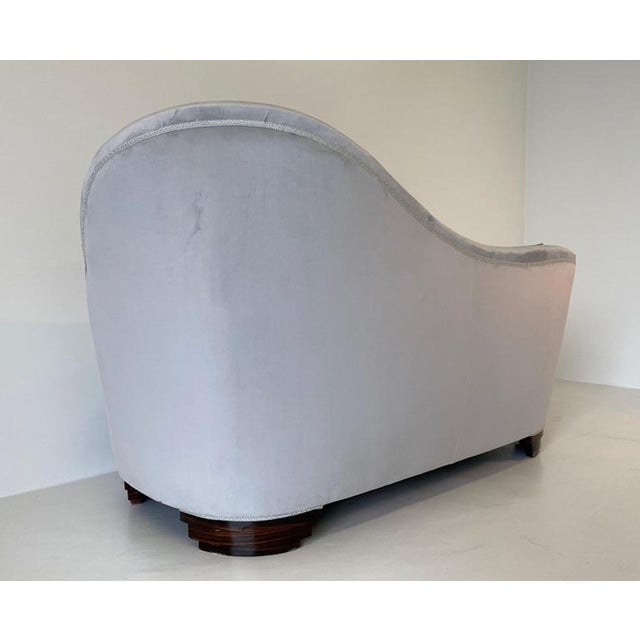 Art Deco Italian Grey Velvet and Macassar Sofa, 1950s For Sale - Image 10 of 11