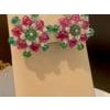 Tutti Frutti Earrings/ Natural Emerald Rubellite Earrings/ Carving Leaf 18 KWG For Sale - Image 9 of 18