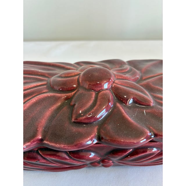 1950s 1950s Claire Lerner California Red Floral Ceramic Box For Sale - Image 5 of 10