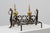 20th Century French Brass Firedogs and Wrought Iron Fireplace Grate, 1950s For Sale - Image 9 of 18