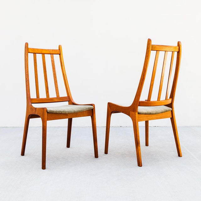 Vintage Danish Modern Mid Century Teak Slat Back Dining Chairs For Sale - Image 9 of 15
