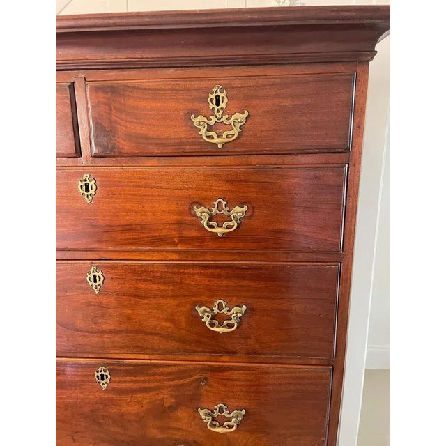 Wood Antique George III Mahogany Highboy Chest of Drawers For Sale - Image 7 of 12
