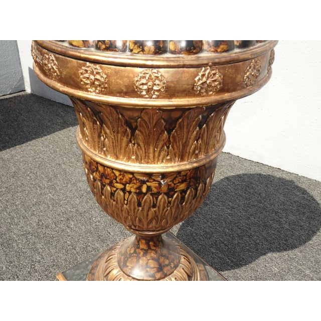 Vintage Brown and Gold Ornate Urn Vase With a Lid ~ Synthetic Material For Sale - Image 9 of 13