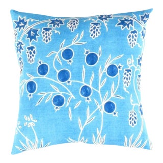 Light Blue Silk Turkish Pillow For Sale