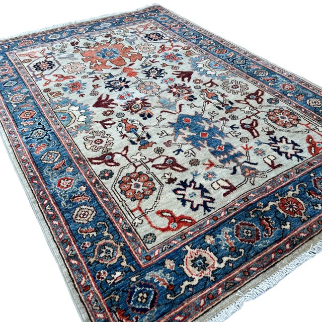 Modern Light Gray Modern Bidjar Style Handmade Designed Wool Rug For Sale - Image 3 of 11
