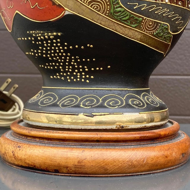 Vintage Japanese Satsuma Vase Table Lamp For Sale - Image 11 of 13